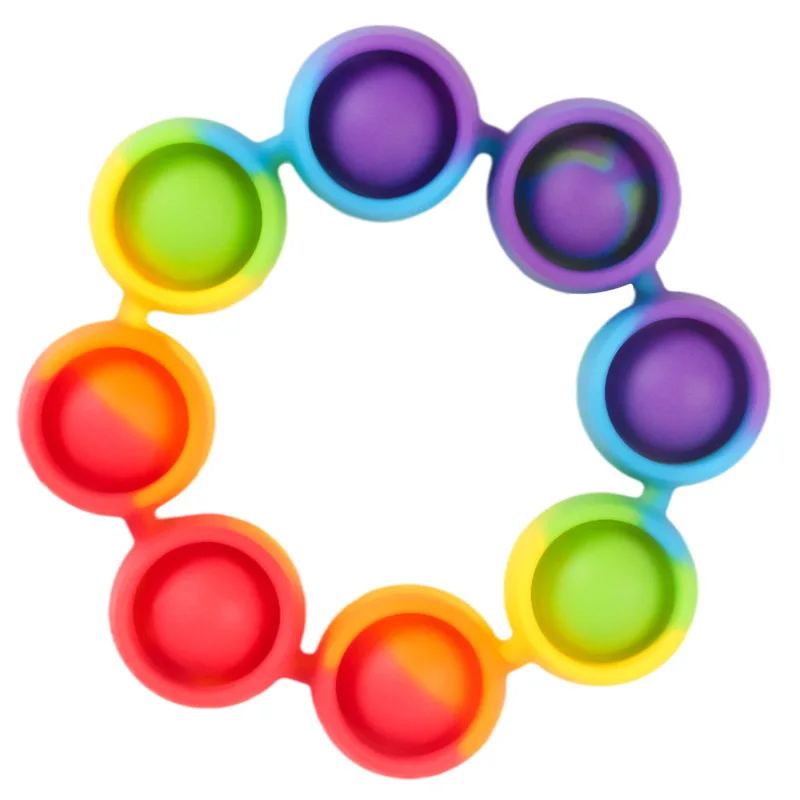 5PCS Rainbow Push Bubble Bracelet Sensory Fidget Stress Relief ADHD Autism Anxiety Therapy Kids Toys Juguetes Antiestr&eacute;s
