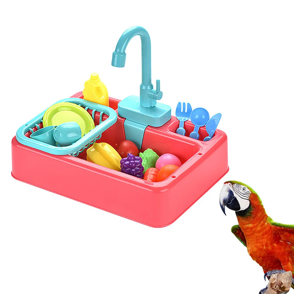 

Parrot Automatic Bath Box Bird Toys Basin Bathing Tub Shower Bathtub for Birds Faucet