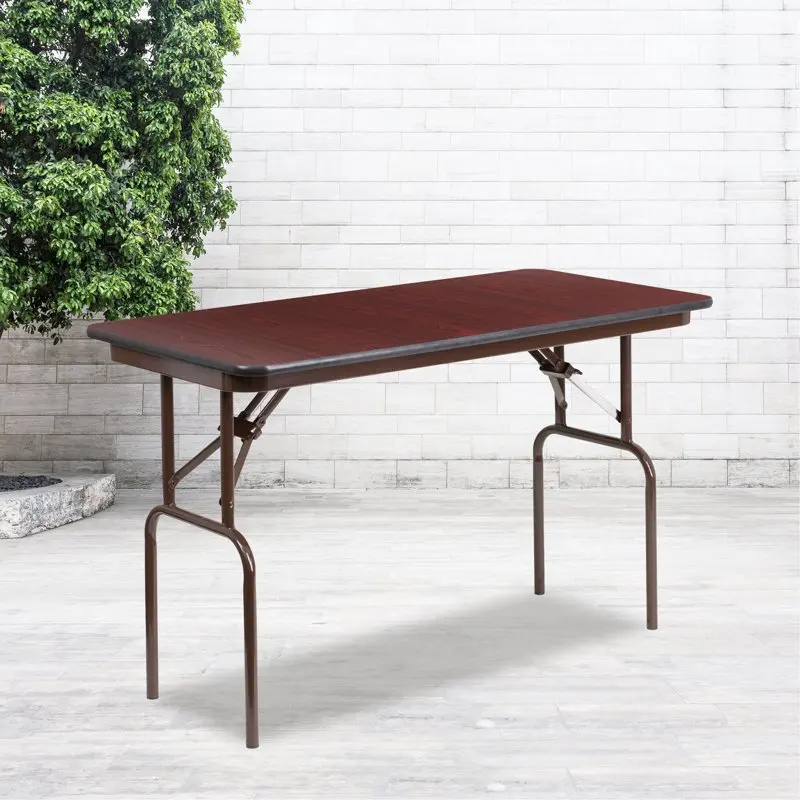 

4-Foot Mahogany Melamine Laminate Folding Banquet Table Benchmade knife bugout Metal business card Ceramic Hand Water cooling b