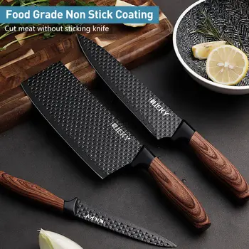 6pcs High Carbon Stainless Steel Knives Handmade Forged Cleaver Chef Butcher Kitchen Knife Wood Handle Chef Knife Cooking Tool 3
