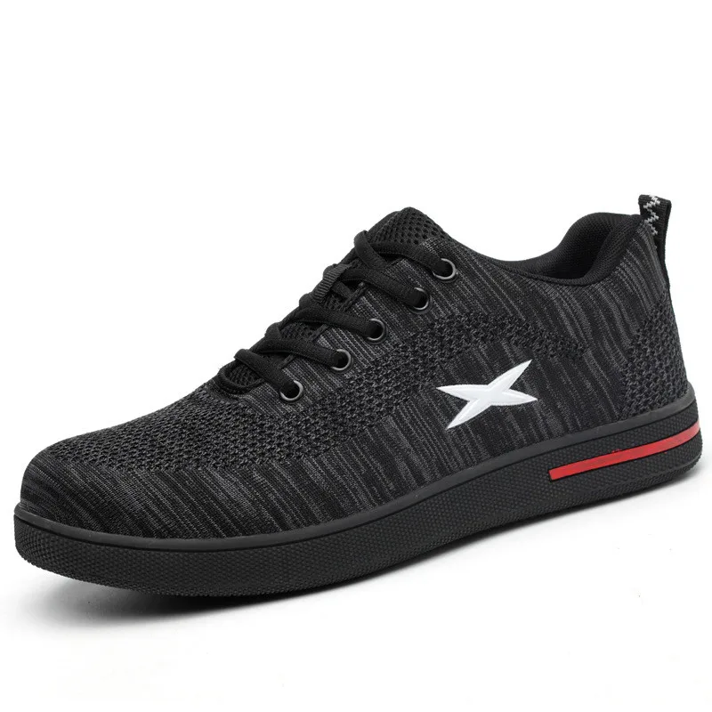 

Мужские повседневные Дышащие чехлы со стальным носком, защитная обувь, сетчатые плоские рабочие кроссовки, рабочие защитные ботинки, защитная обувь