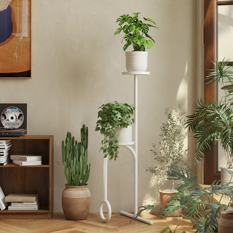 Nordic Multi-Tier Plant Stand Space-Saving Iron Flower Shelf Modern Floor Standing Display Rack for Minimalist Balcony Decor