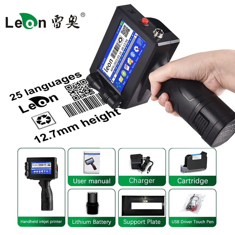 12.7 mm Label Printer Handheld Inkjet Printer QR Code Batch Date Number ...