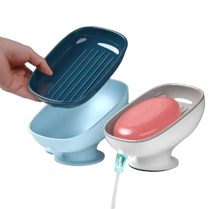 Soap Dish Super Suction Cup with drain water For Bathroom Soap Holder Kithcen Sponge Holder container Bathroom Supplies