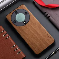 Bamboo Wood Pattern Leather Back Case for Honor Phones - Premium Protective Cover (Yellow)