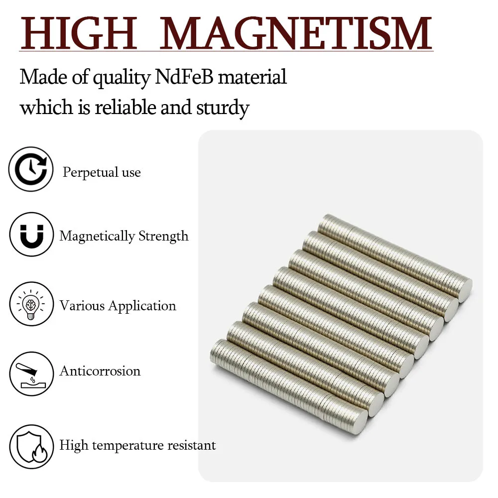 6 mm x 1 mm, superstarker runder Neodym-Magnet, leistungsstarke Magnete, N35, kleiner permanenter magnetischer NdFeB-Kühlschrankmagnet, 6 x 1 – Detail 2