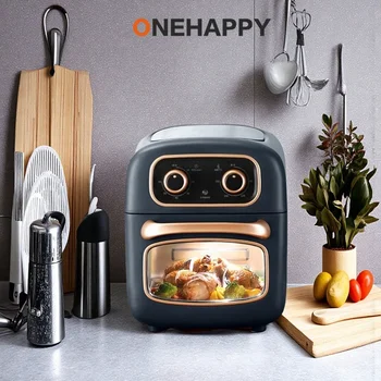 Visual Air Fryer Oven, 1500W Oil-Free Electric Cooker with Non-Stick Basket & Independent Knobs, Even Heating for Roast【7L】 1