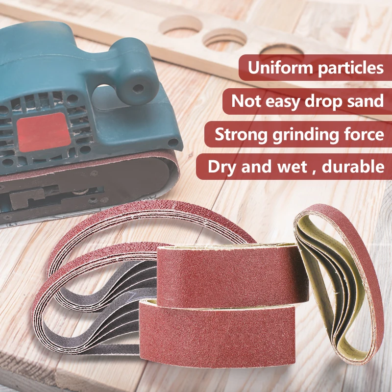 Premium Sanding Belt Set - 5-Pack, 65x410mm, Assorted Grits for Wood and Metal Polishing