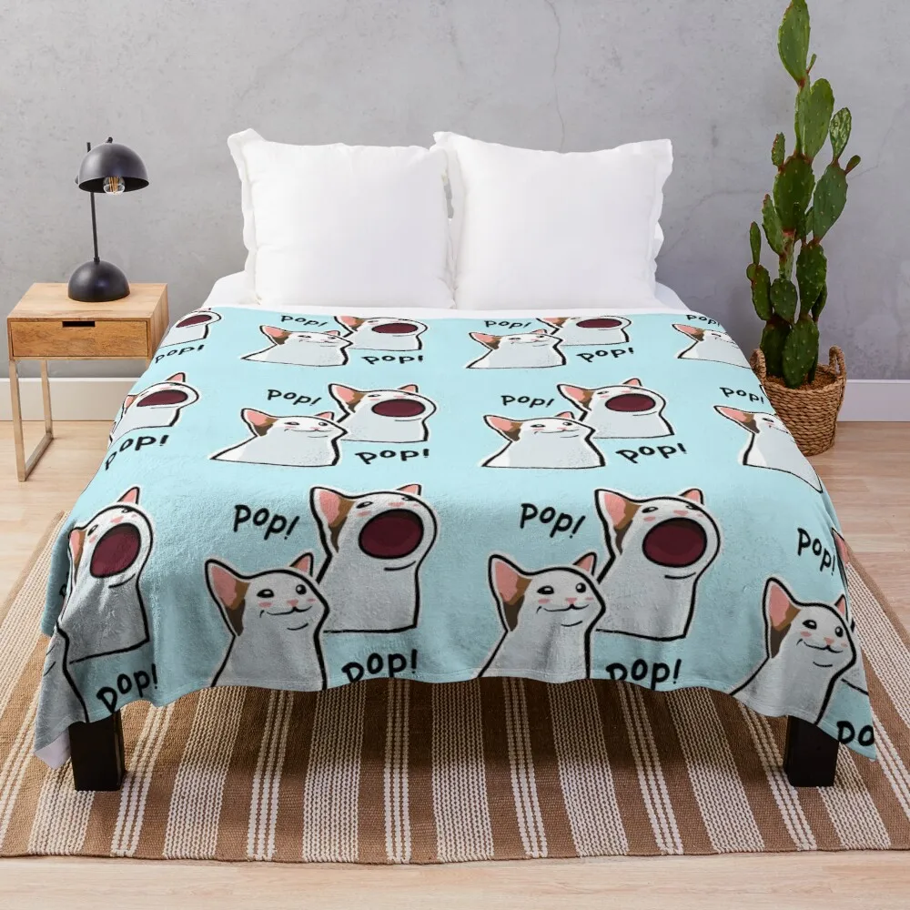 

Pop Cat Meme / PopCat / Popping Cat Throw Blanket Large Blanket Blanket Sofa