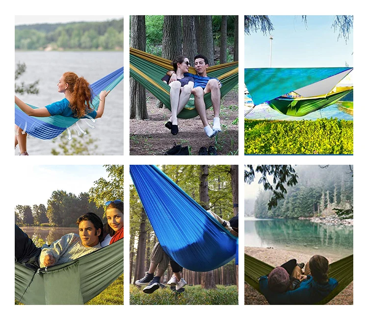 Description Picture 5 of item260x140cm Double Camping Hammocks with 2 Tree Straps Portable Indoor Outdoor Travel Hammock for Backpacking Beach Hiking swing