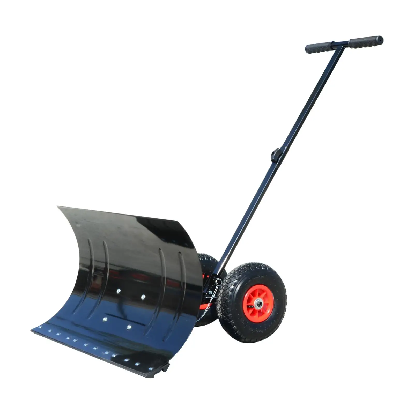 Wheeled Snow Shovel Pusher Efficient Heavy Duty Multi Angle Metal Sleigh Shovel Snow Plow for Park Doorway Walkways Driveway Car