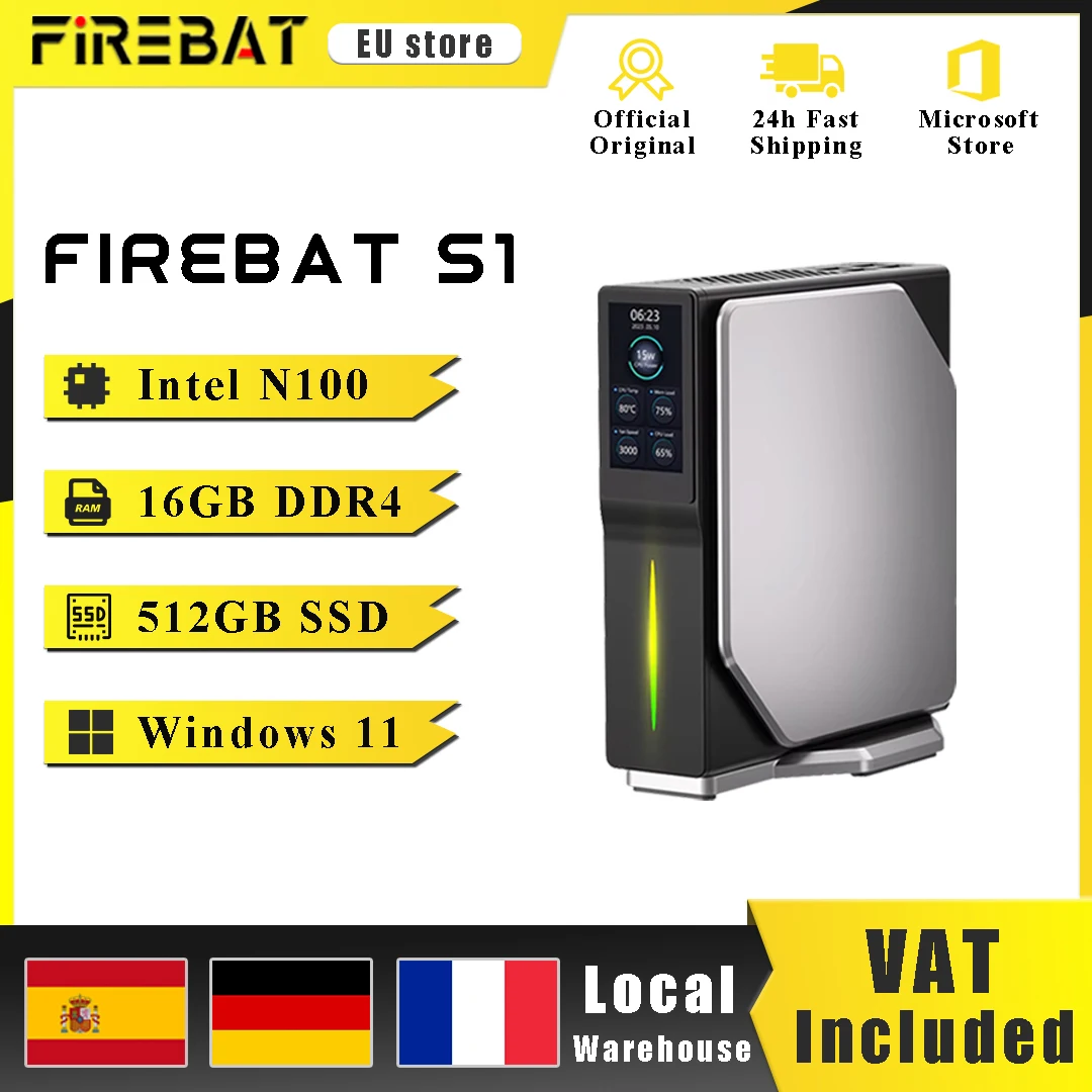 FIREBAT S1 Mini PC Windows 11 Intel Alder Lake N100 N150 DDR4 16GB