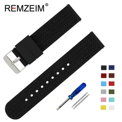 Premium Silicone Quick Release Watch Strap - Durable Replacement Band in Multiple Sizes - 18mm (Black)