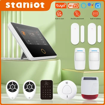 Staniot WiFi SecPanel 5 Wireless Home Alarm System Tuya Smart 4.3" Touch Screen Security Kit Built-in Siren APP Remote Control 1