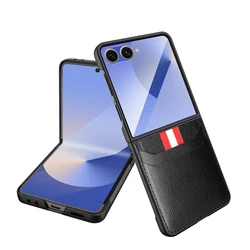 Luxury Lichee PU Leather Skin Card Protective Back Cover Case - Elegant Design and Durable Protection - Galaxy Z Flip5 (Black)