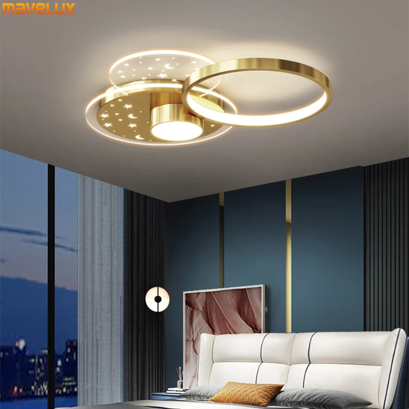 

Nordic LED Chandelier Gold/Black Round Square Starry Ceiling Lamp For Bedroom Dining Room Restaurant Study AC90-260V Home Lights