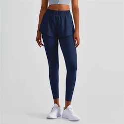 Fitness High Waist Yoga Legging Women Sport Pant Comprehensive Training Jog Lightweight Breathable Fake Two Piece Sports Skirt