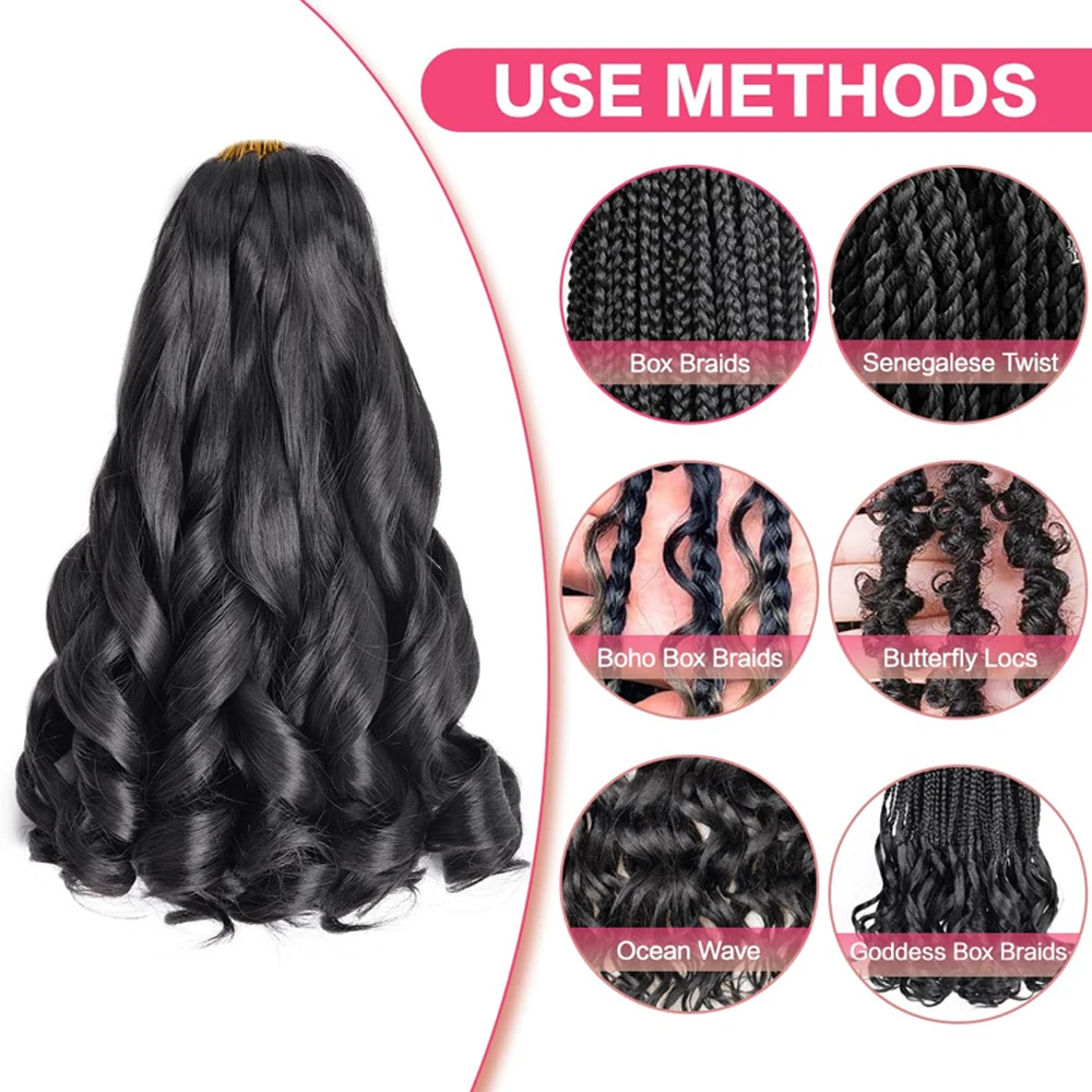 French Curly Braiding Hair Synthetic Curly Crochet Braiding Hair Extensions Pre Stretched Loose Wavy Crochet Hair for BlackWomen 4