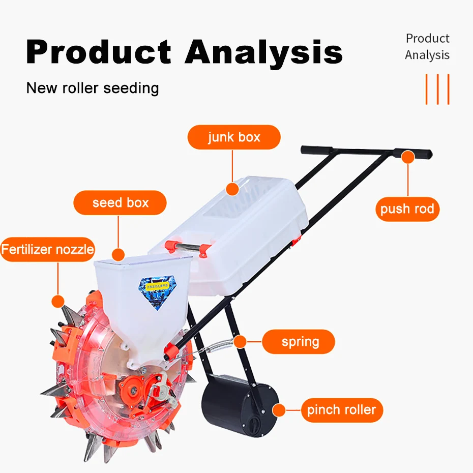 Description Picture 2 of itemHand Pushed Peanuts Soybeans Roller Planter Hand Pushed Seeder Corn and Grains Precision Seeder Planter for Corn