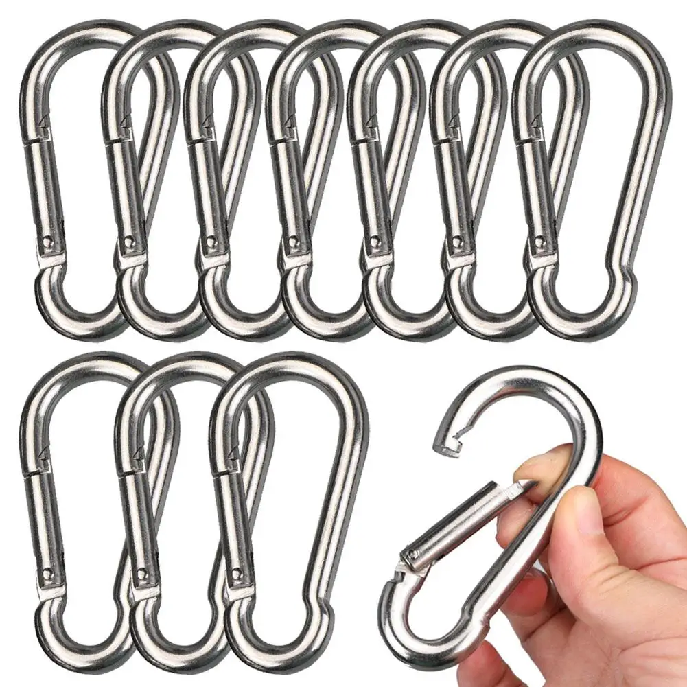 

10 Pcs Carabiner Clips Small Snap Clamp Key Chain Link Buckle Locking Carabiners Chain Quick Links 304 Stainless Steel Clips