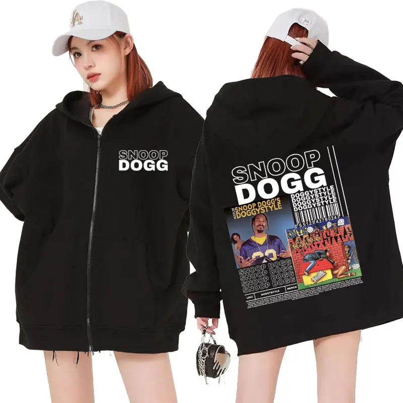 

Rapper Snoop Dogg Zip Up Hoodies 90s Vintage Style Album Hip Hop Zipper Hoodies Streetwear Men Women Oversized Sweatshirt Jacket