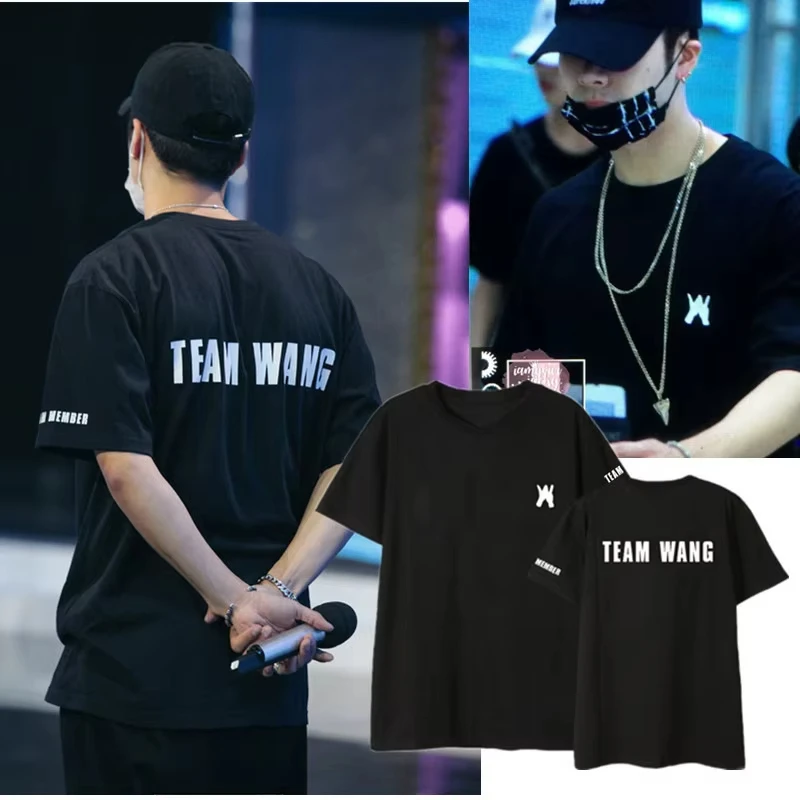 Kpop GOT7 Jackson Team Wang Printed Cotton Thin Pullover Short Sleeve Summer Casual Shirt for Men Women Streetwear