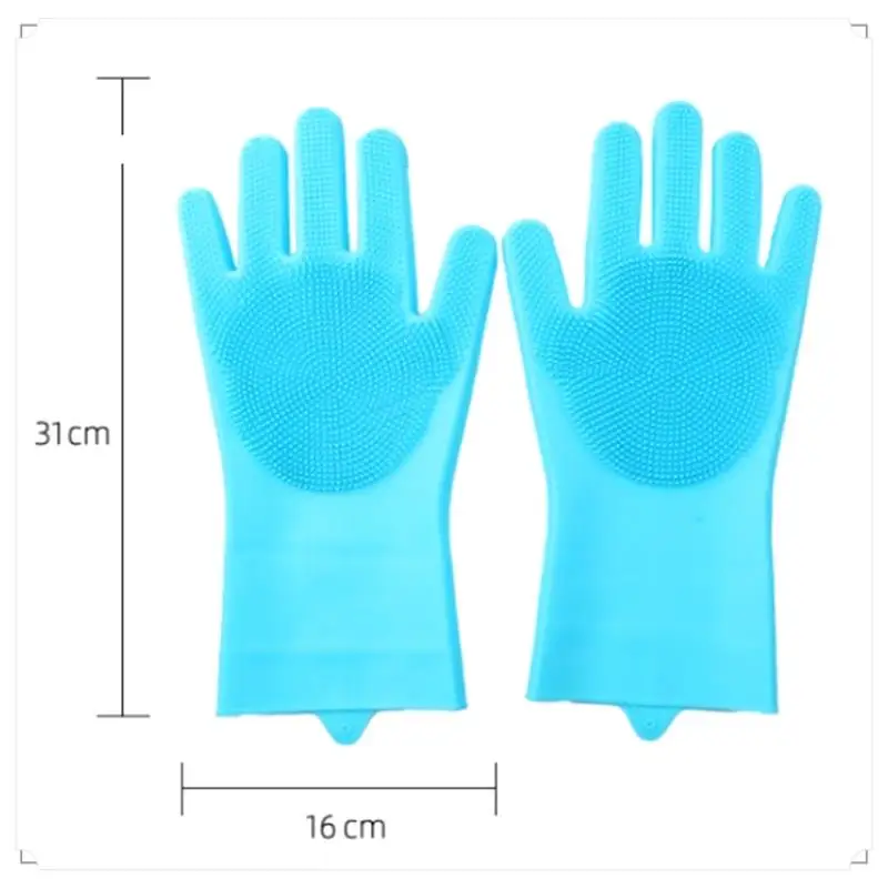 Dishwashing Gloves Pet Bath Massage Hair Removal Gloves Sky Blue & Pink Silica Gel For Washing Dishes,Reusable