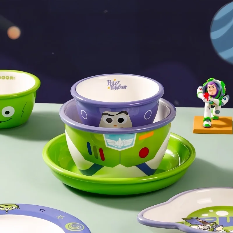 Miniso Disney Buzz Lightyear Ceramic Dishes Cute Kawaii Alien Children's Breakfast Plates Cartoon Printing Noodle Bowl Rice Bowl 3