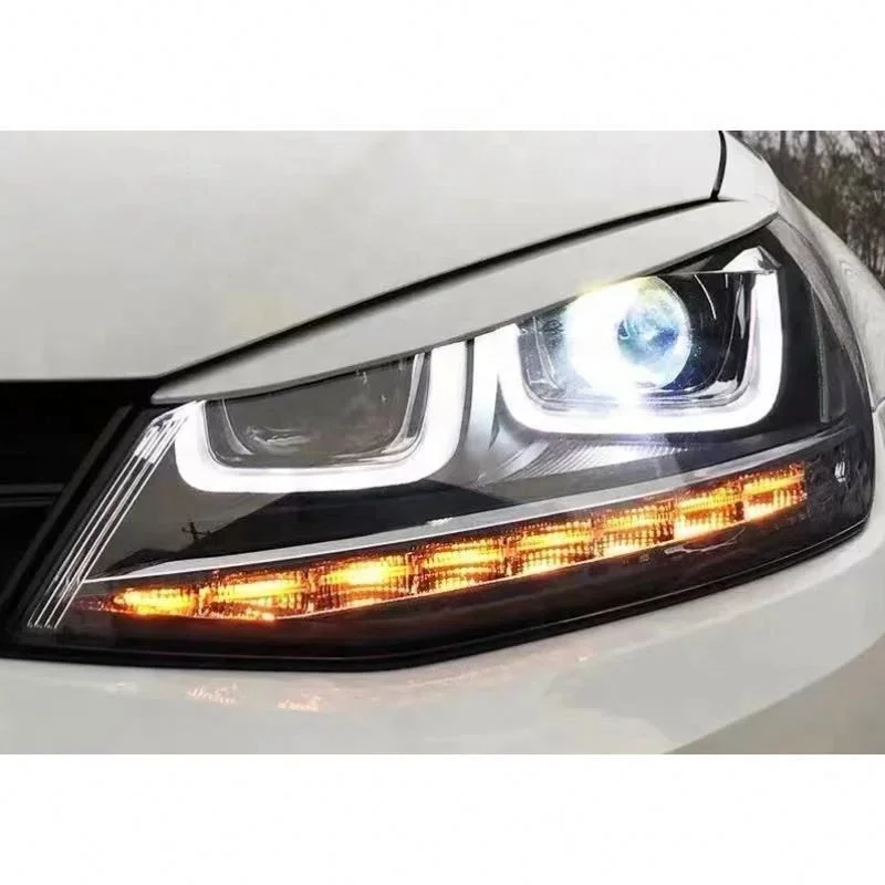 Upgrade led double U headlamp headlight plug and play for VW golf 7 head lamp head light 2014-