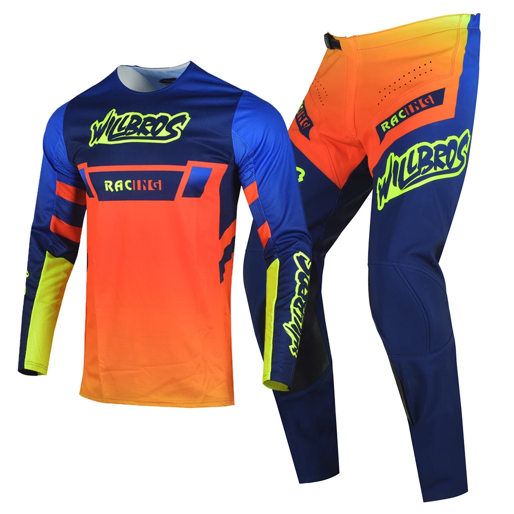 

Willbros MX 4 Way Stretch Orange Jersey Pants Combo Dirt Bike Motocross Offroad MTB Race Men Women Outfit Flexair Mach Gear Set