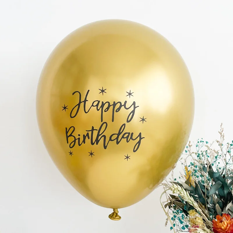 12 Zoll Geburtstagsballon Chrom Metallic Latex Ballons Alles Gute zum Geburtstag Gedrucktes Muster Ballon Metall Globos Geburtstag Party Dekor – Detail 8
