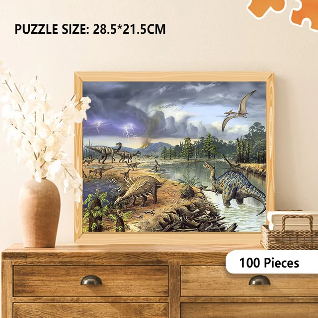 100 Pieces Jigsaw Puzzle Assembling Picture Cartoon Animals Dinosaurs Decompression Puzzles Toy Educational Gifts 5