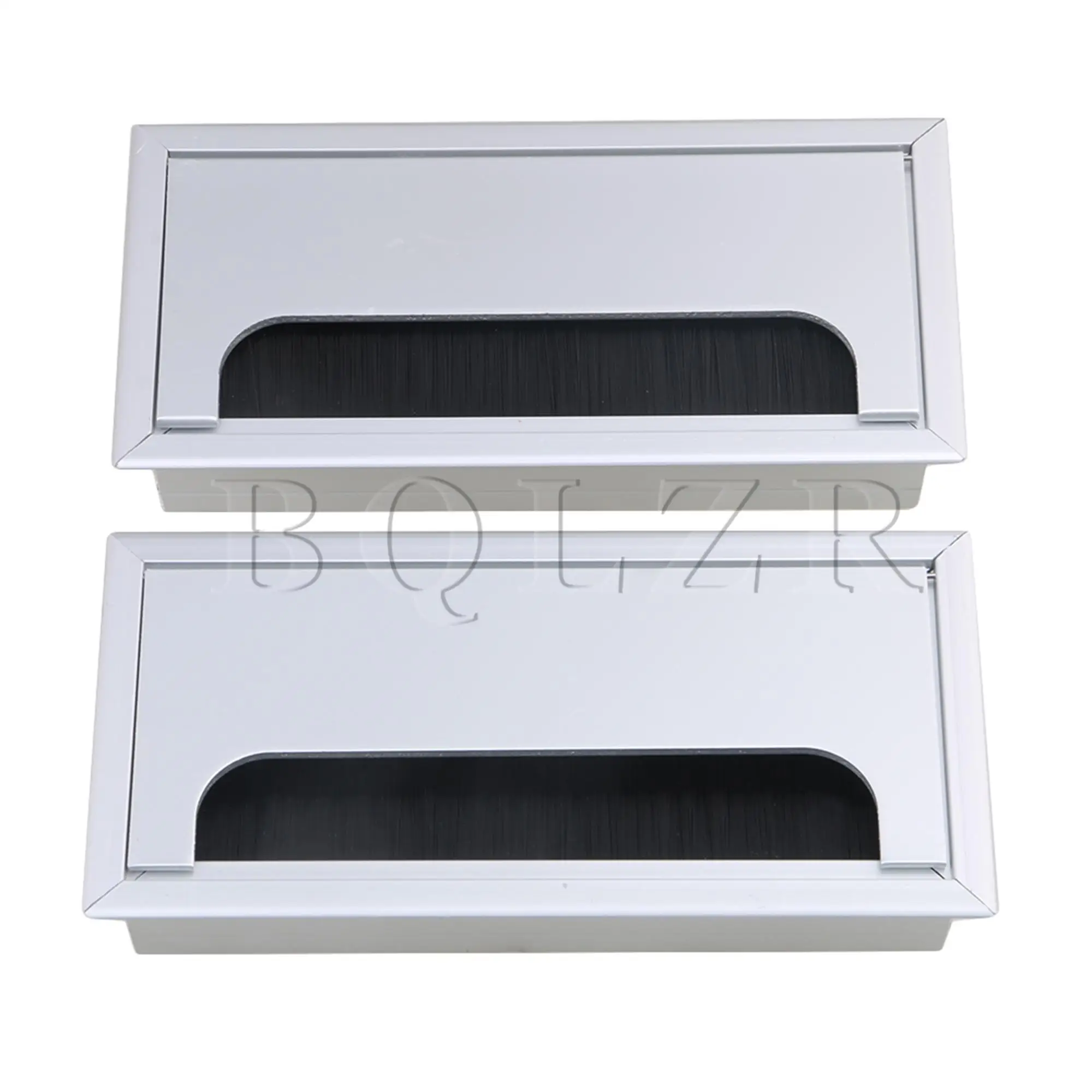 BQLZR 2 x Aluminum Alloy Computer Desk Rectangle Wire Cable Grommet Hole Cover