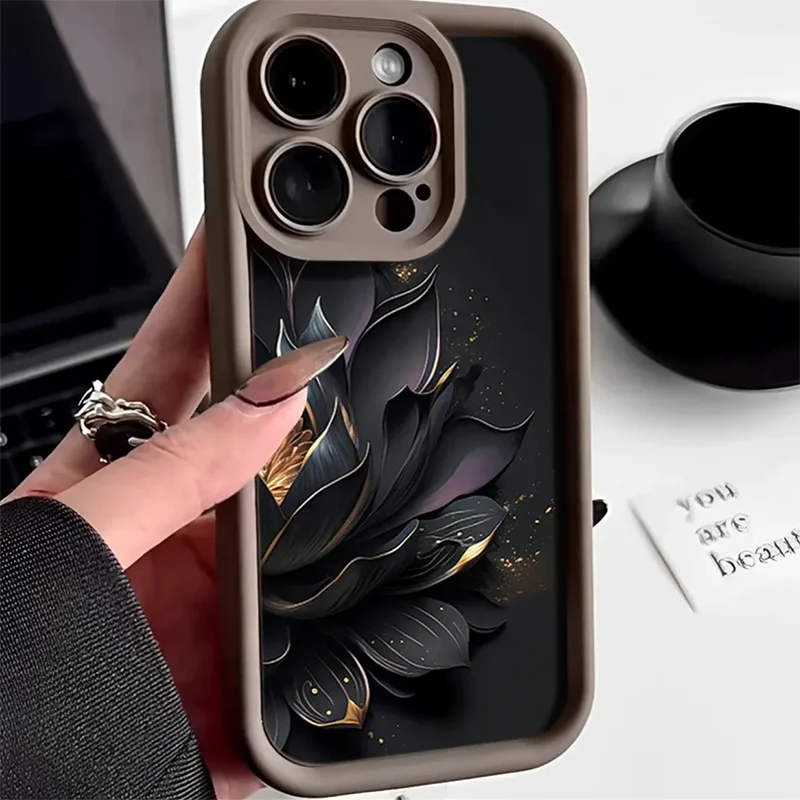 thumbnail image 1 of Funda de teléfono mate con flores para iPhone, funda a prueba de golpes para iPhone 11, 13, 15 Pro, 14, 16 Pro Max, 12, 13, 7, 8 Plus, SE 2020, XR, XS Max, X, 1 of 5