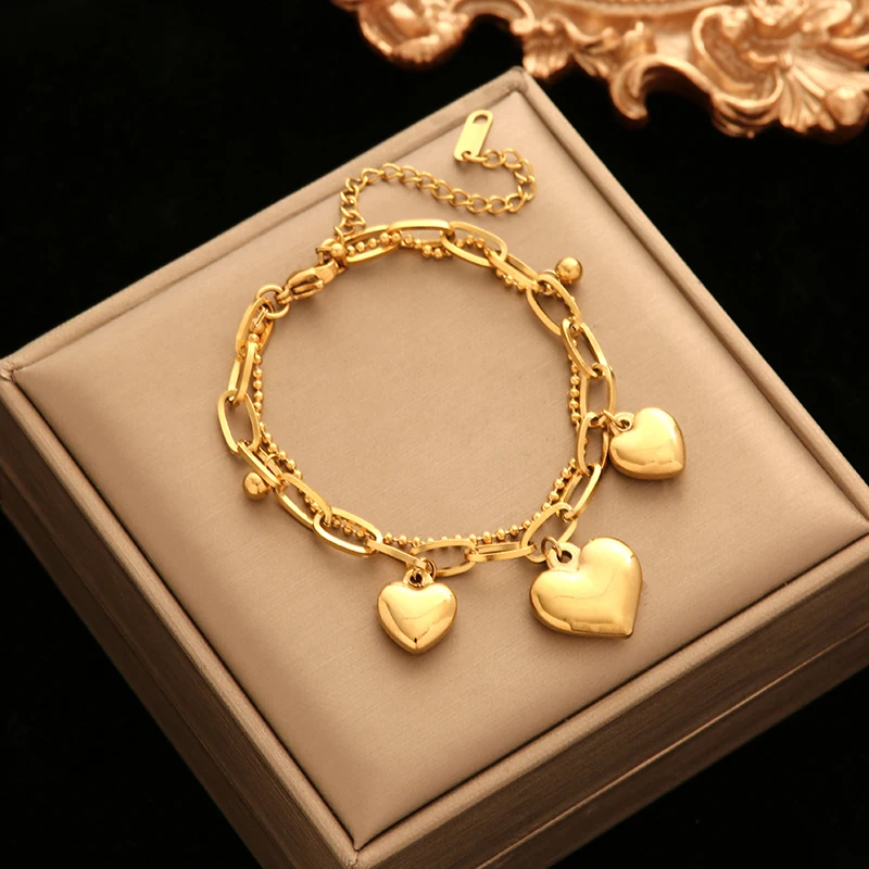 Liebeskind Berlin ARMKETTCHEN MIT ANHÄNGERN EDELSTAHL 20CM - Armband - Gold-coloured/goldfarben