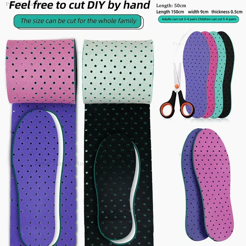 Adult Kids Soft Comfortable Sport Breathable Shock Absorption Shoe Inserts Universal Feet Sole Insoles 50/150cm Cuttable Insoles