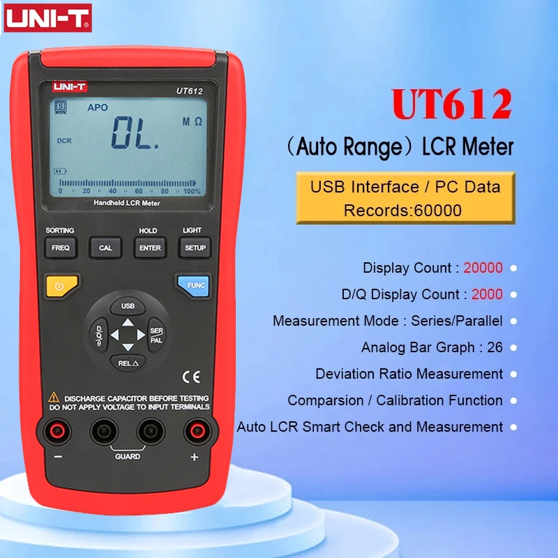 UNI-T UT611 UT612 LCR Meters USB Interface Inductance Capacitance DIY Tools Resistance Phase Angle Multimeters Matching