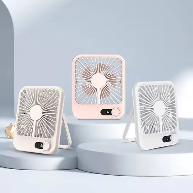 탁상용 각도 조절 가능 100 속도 휴대용 테이블 선풍기, 크림색 접이식 충전 전기 선풍기, 1200mAh 배터리