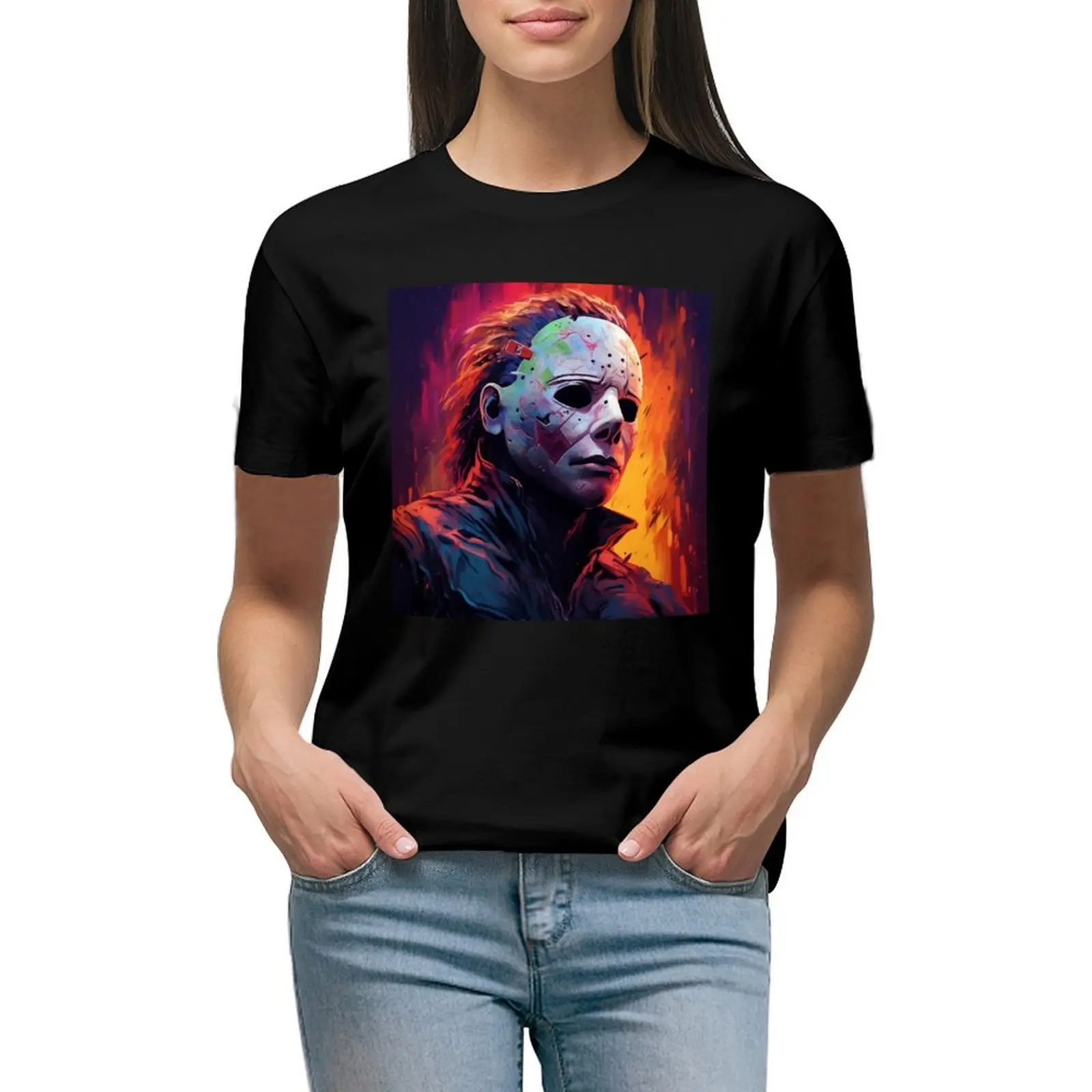 

Michael Myers Colourful Gaze T-shirt graphics hippie clothes vintage clothes tight shirts for Women