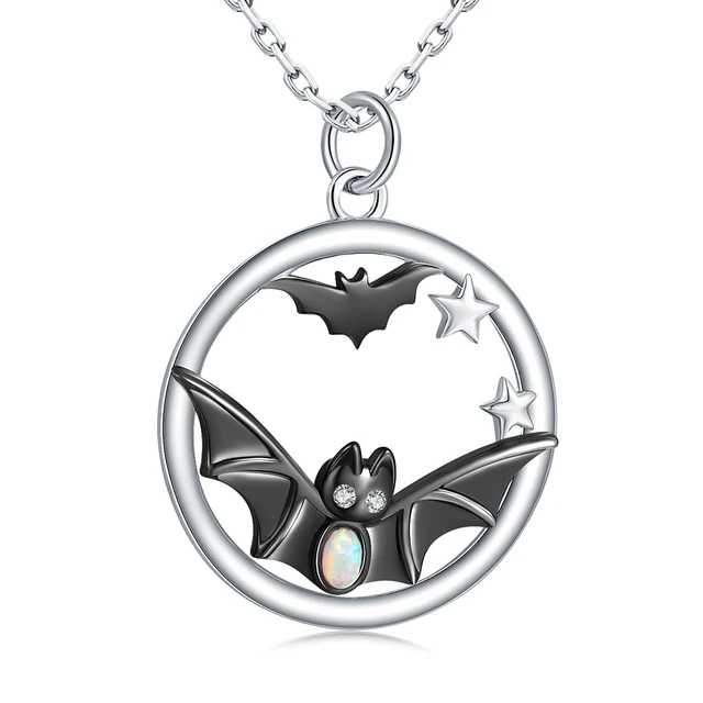 Buy Silver & Mother of Pearl Bat Pendant on Silver Belcher Chain, Online in  India - Etsy