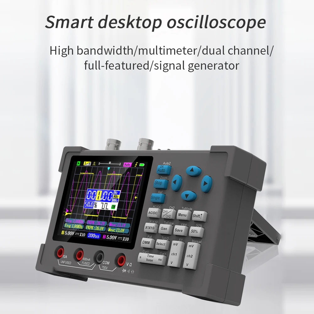 3in1 Digital Oscilloscope Multimeter Signal Generator Dual Channel 120Mhz Bandwidth 250MSa/s Sampling Rate Handheld Oscilloscope 6