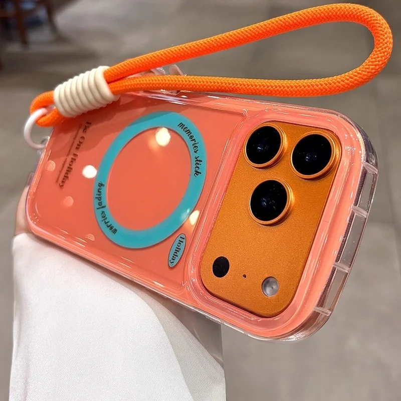 Magnetic Wrist Strap Lanyard Bracelet Case with Soft Cover and Magsafe Wireless Charging Compatibility