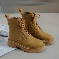 Crestar Women's Fashion Boots Retro Leather Ankle Boots Women Luxury Soft Sole Short Boots New Platform Non-slip Round Toe Boots - Image 2