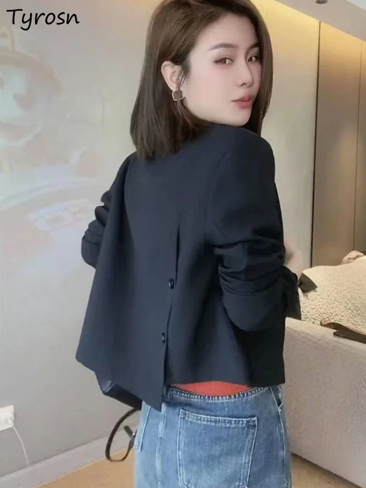

Пиджаки женские укороченные осенние пальто двубортные дизайнерские шикарные офисные дамские корейские модные повседневные Пиджаки с отложным воротником