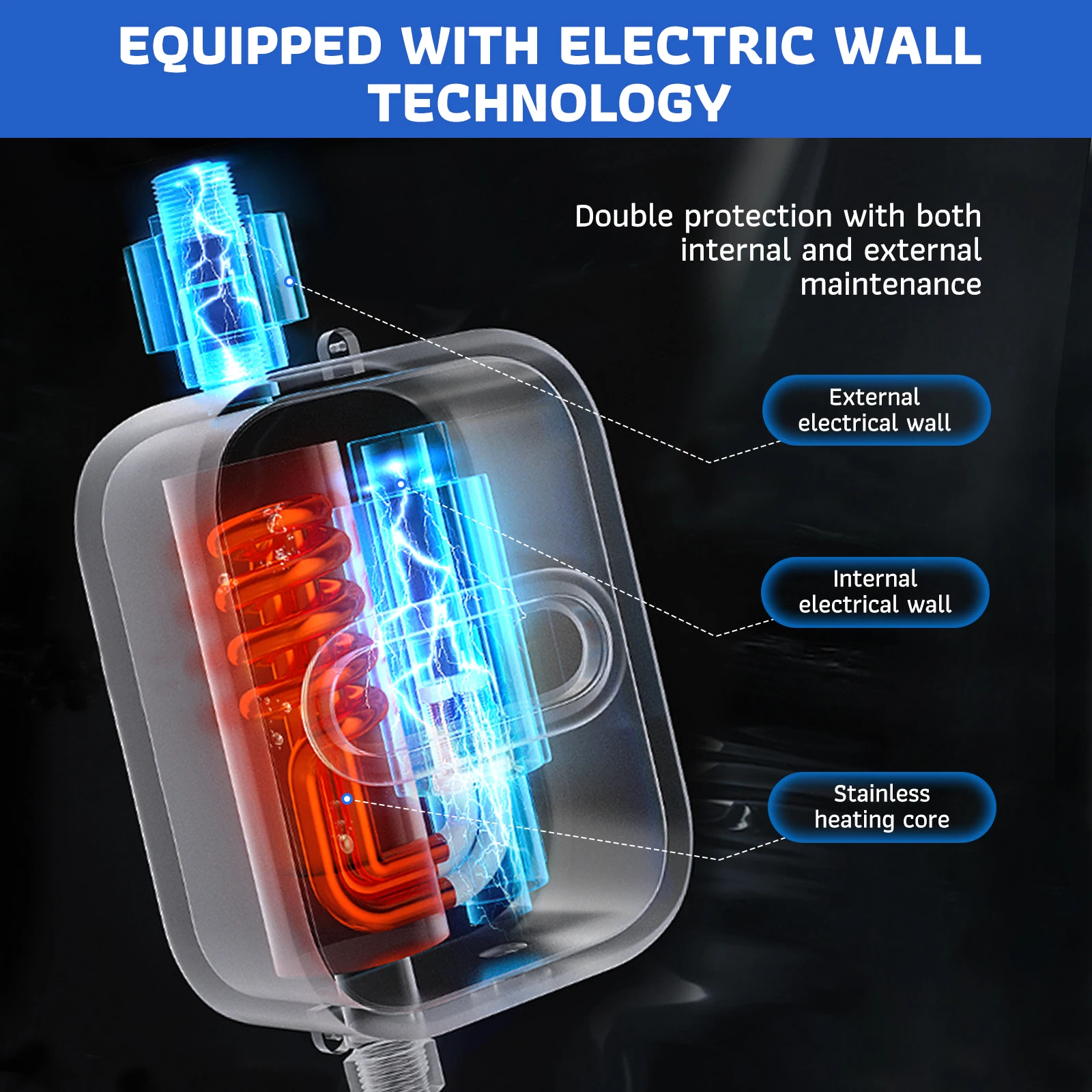 3500 W Electric Instantaneous Water Heater, 220V Mini Shower Water Heater Shower Head, Kitchen Tap Heater Temperature Display