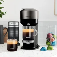 Deluxe Coffee and Espresso Maker, Capsule coffee machine, household use, with Milk Frother,1.1 liter, Black, Dark Chrome 1