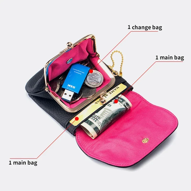 Women Small Coin Purse Bag Wallet Change Purses Money Bags Mini Wallets Real Leather Vintage Key Card Coin Earphone Holder Pouch