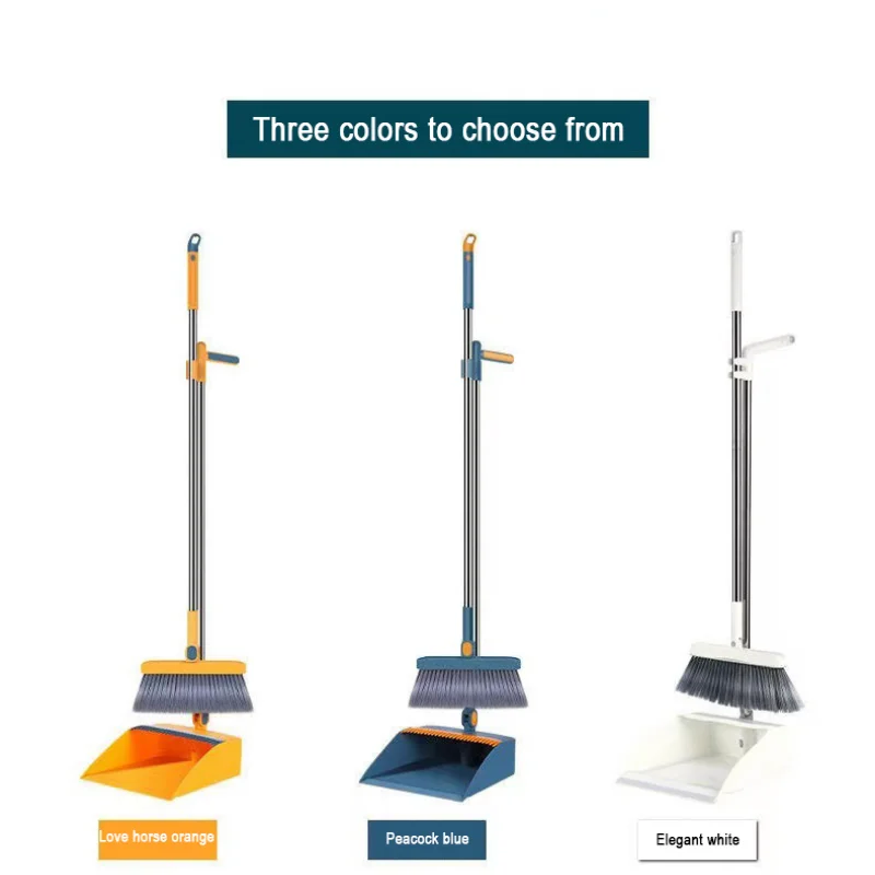 Folding Broom Dustpan Floor Brush Set Indoor Non-stick Hair Long Handle Broom With Stand Up Dustpan Combo Set Household Tool New 6