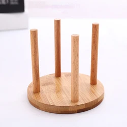 Bamboo Wooden DIY Cup Holder - Creative Round Desktop Storage Rack (Style 1)