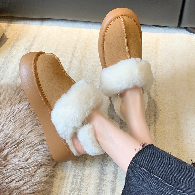 Pantofole In Pelliccia Da Donna Invernali Stivali Caldi Piattaforma Infradito 2024 Nuovi Appartamenti Corti In Peluche Scarpe In Cotone Per La Casa St